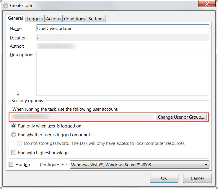 Windows Task Scheduler - Create Basic Task window showing task name and description fields